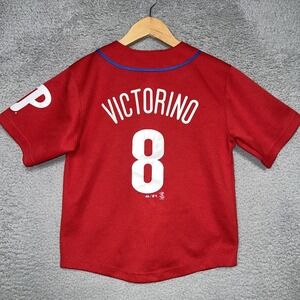 VTG Majestic Shane Victorino Philadelphia Phillies Jersey Youth Sz 8 Red #8